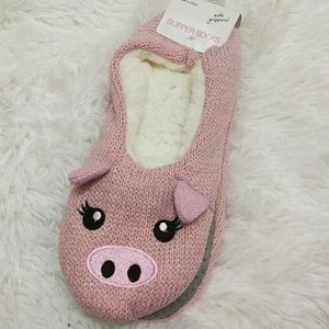 Pink Piggies Ladies Slippers M/L NWT